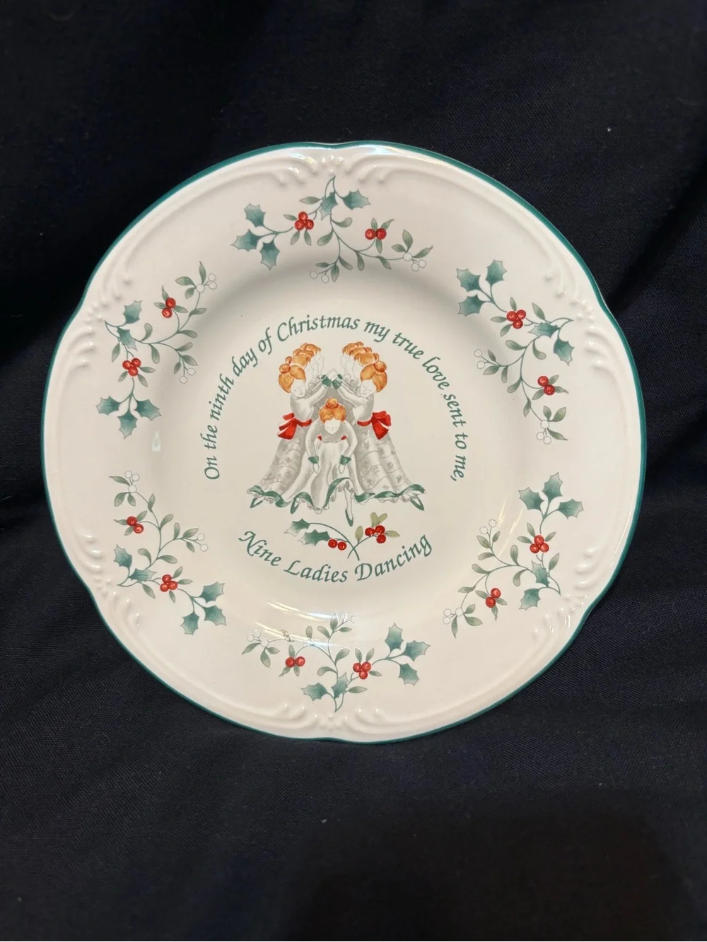 Pfaltzgraff Nine Ladies Dancing 8” plate #9 of 12 Days of Christmas series